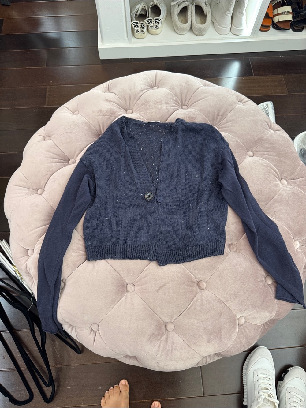Brunello Cucinelli Navy Cropped Single-Button Cardigan